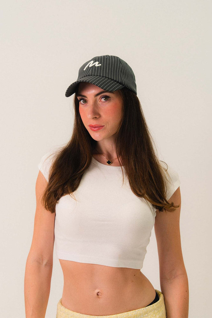 Casquette rayée brodée signature