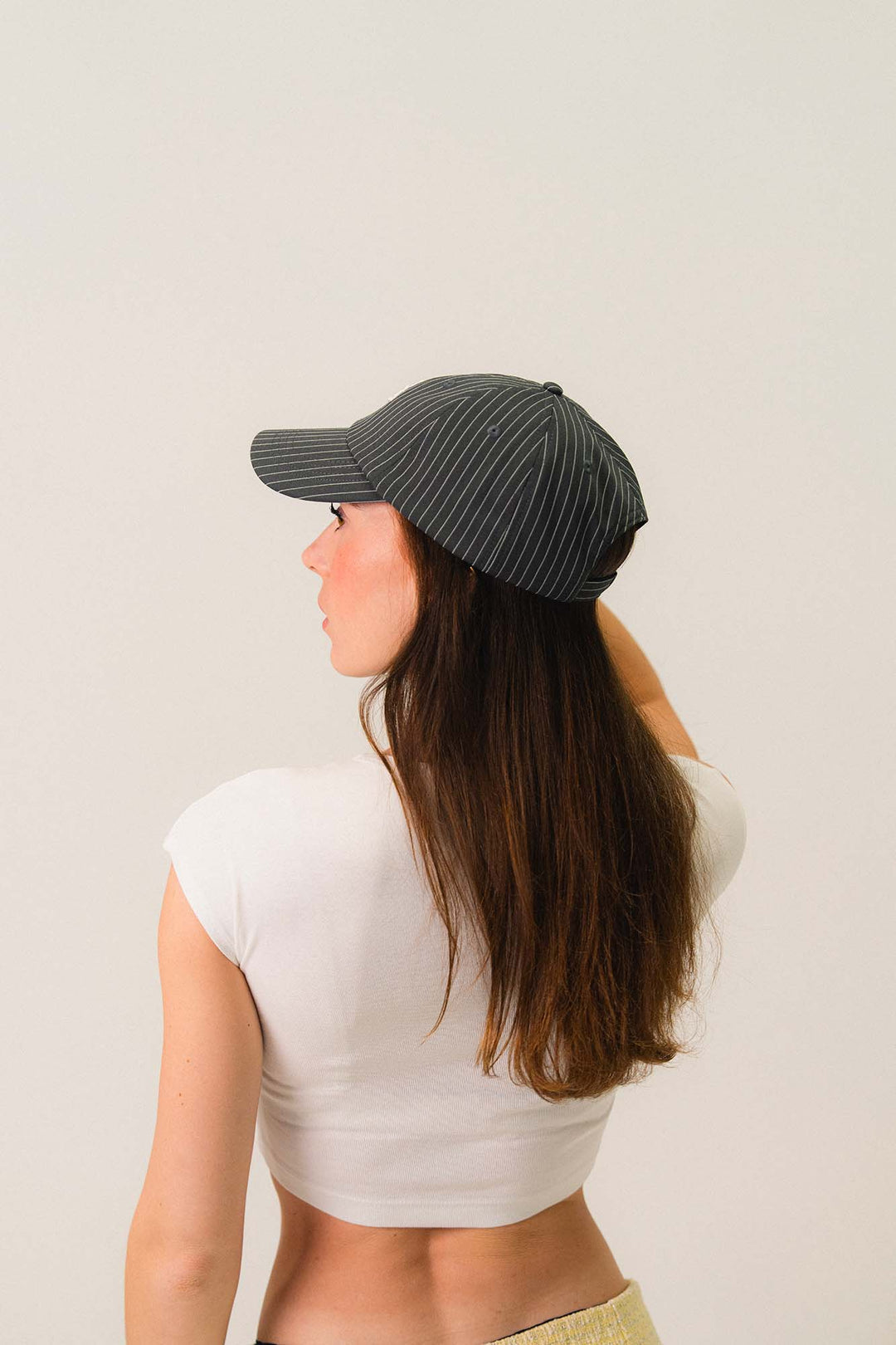 Casquette rayée brodée signature