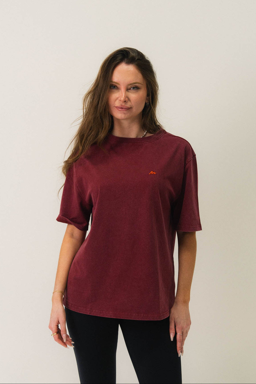 T-shirt oversize en coton délavé Bordeaux