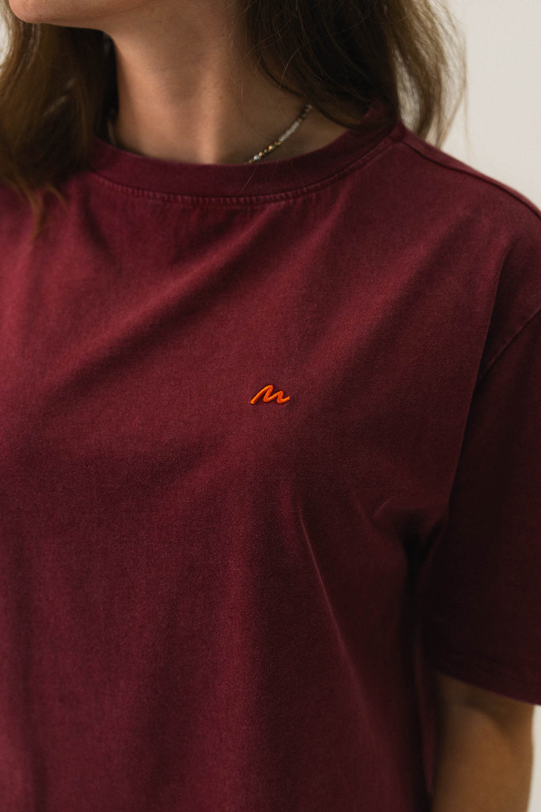 T-shirt oversize en coton délavé Bordeaux