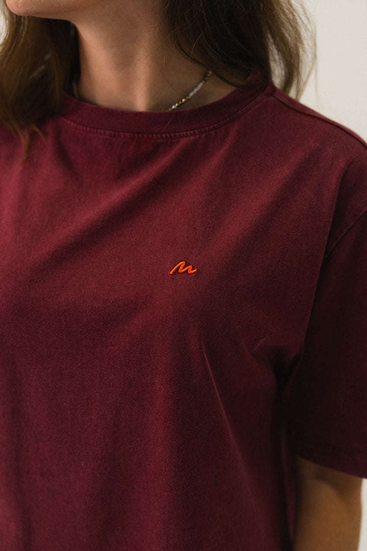 T-shirt oversize en coton délavé Bordeaux