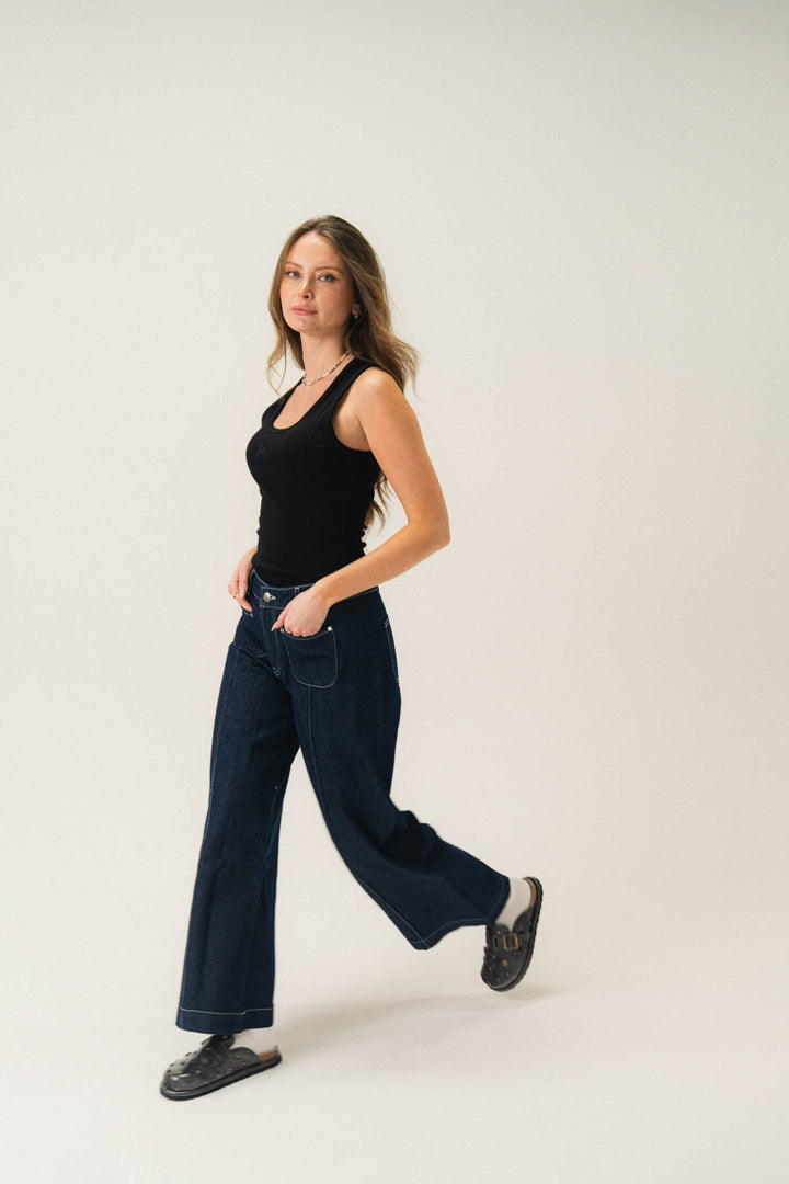 Jean droit en denim brut