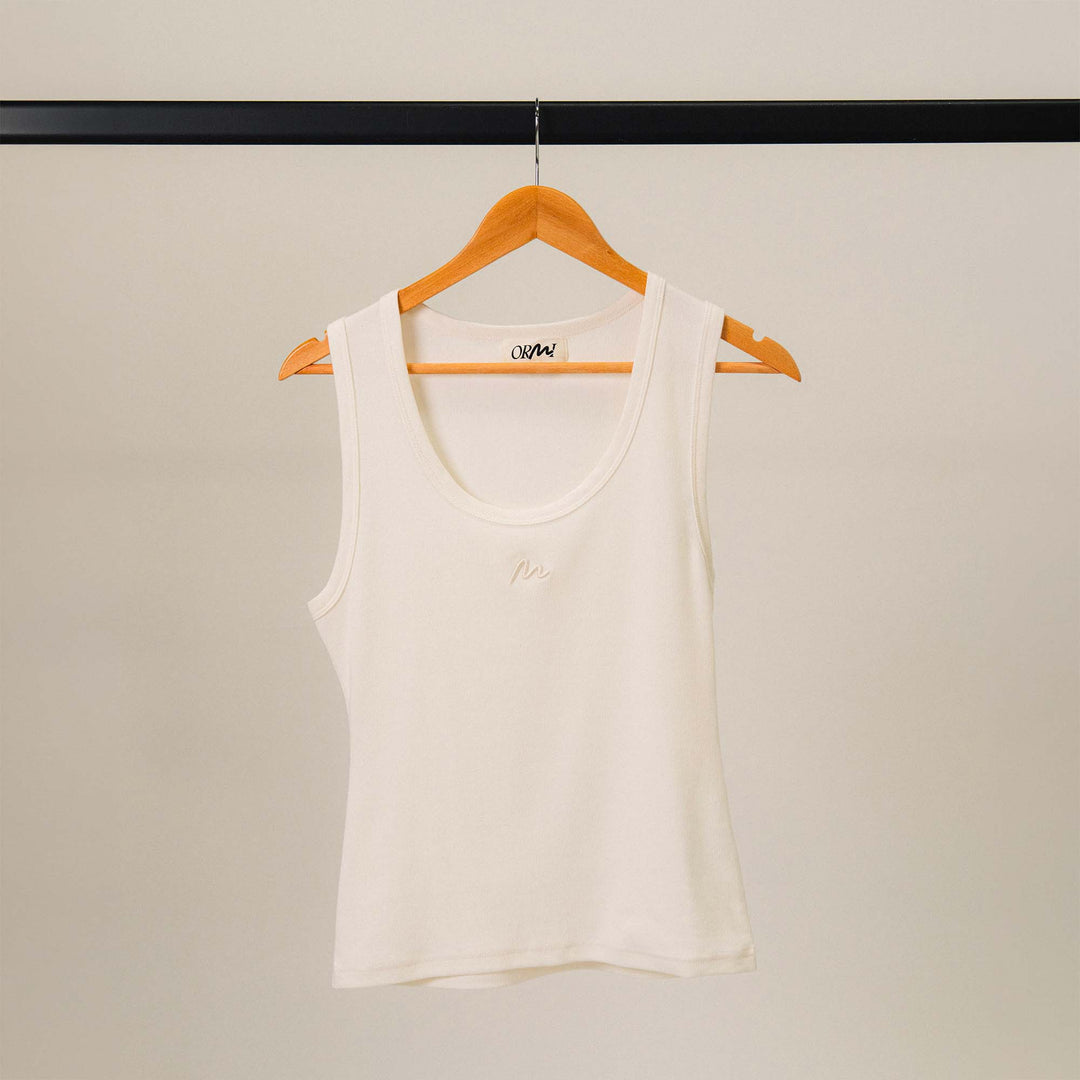 Débardeur côtelé en coton stretch Blanc