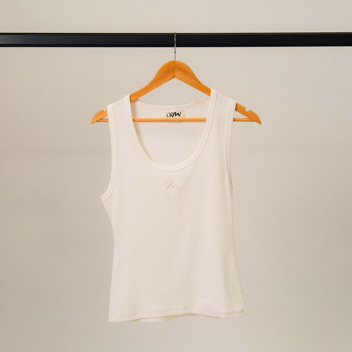 Débardeur côtelé en coton stretch Blanc