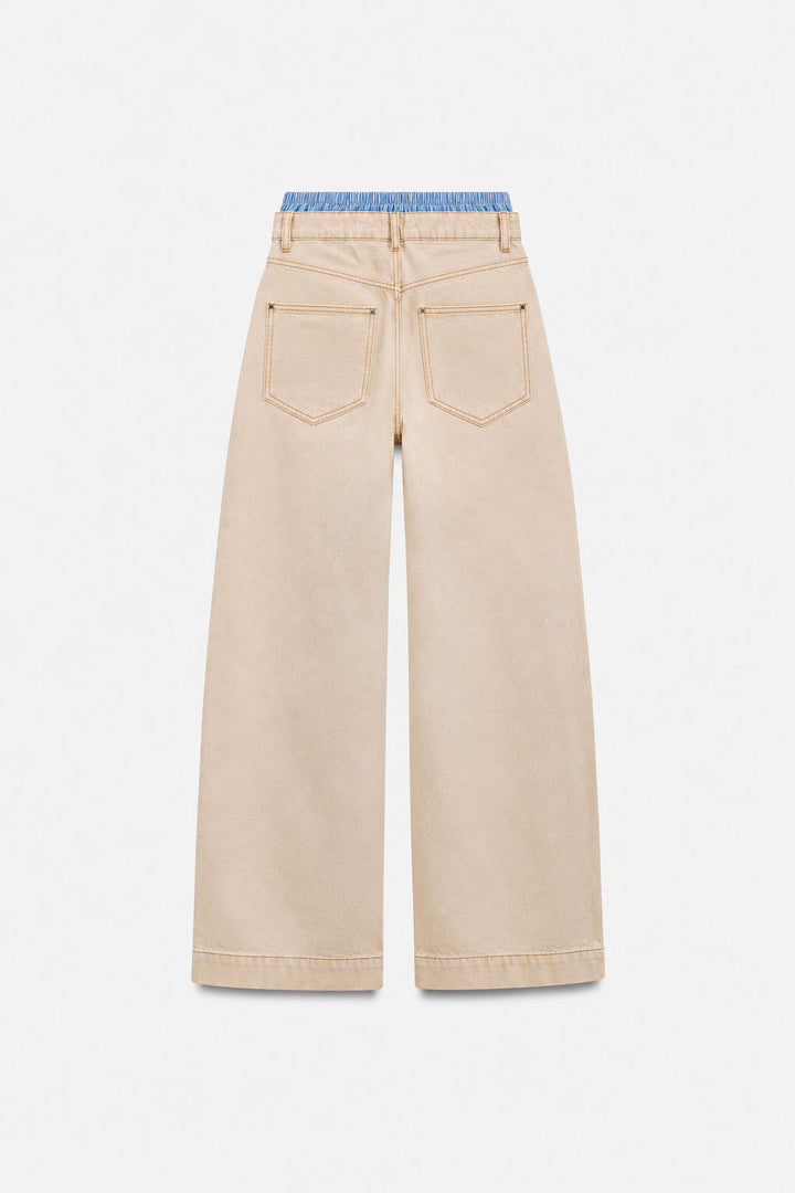 Jean wide leg écru ORMI à caleçon intégré – look complet