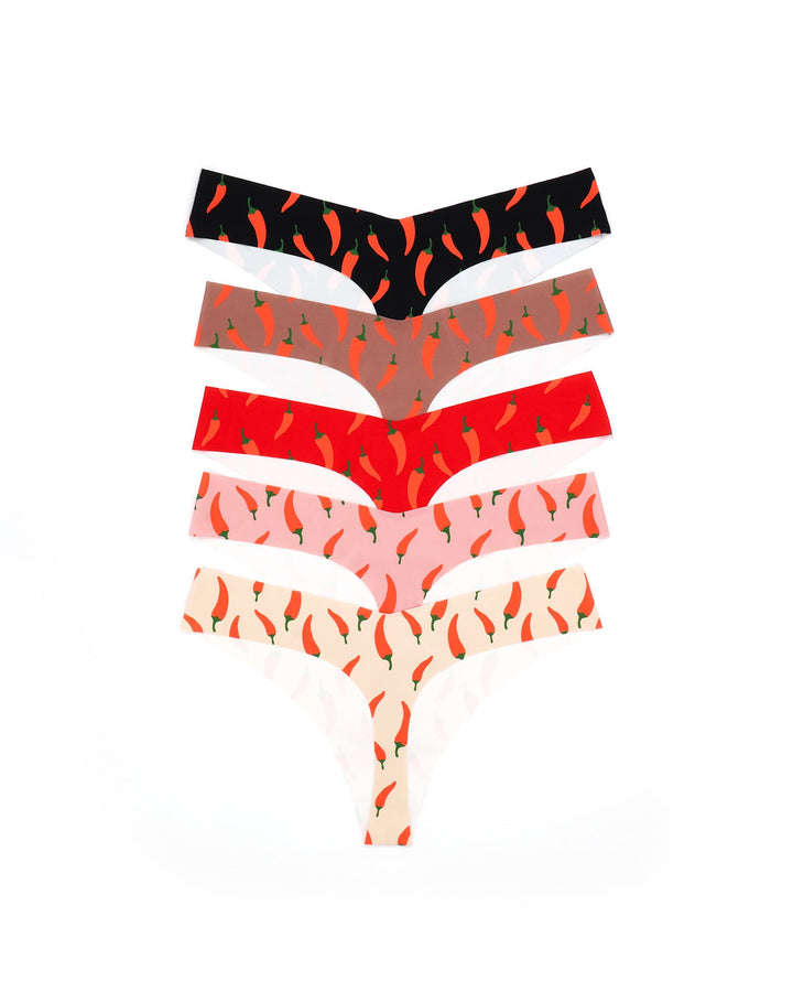 Pack de 5 strings invisibles sans couture – Motif 🌶️