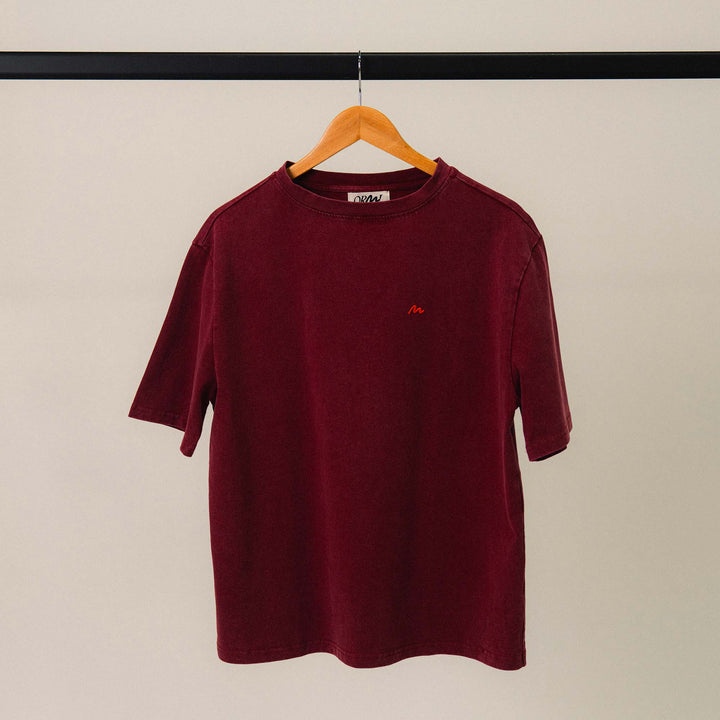 T-shirt oversize en coton délavé Bordeaux